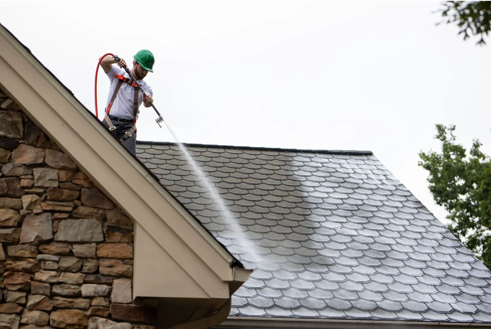 Roof treatment in progress